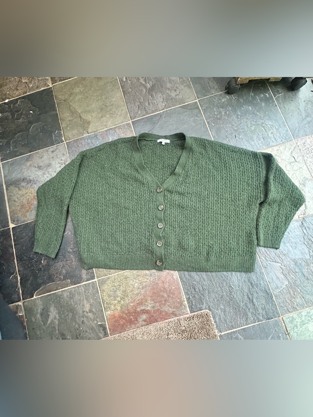 Madewell Olive Green Alpaca Blend Button-Up Knit Cardigan